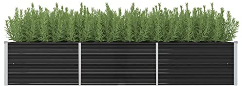 WIFESE Lit SuréLevé De Jardin Anthracite 240x80x45 Cm Acier Galvanisé Jardinieres Exterieur Jardiniere Bois Jardiniere Balcon Carré Potager Bacs ã Fleurs Rectangulaire