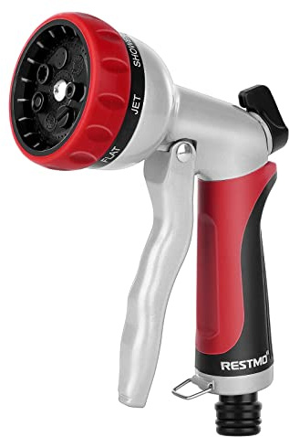 RESTMO Hose Pipe Spray Gun, Heavy Duty Garden Hose Spray Gun | High Pressure Hose Nozzle,Metal Hand Sprayer with 7 Patterns and Water Flow Control,Ideal to Water Plant&Lawn,Wash Car&Pet