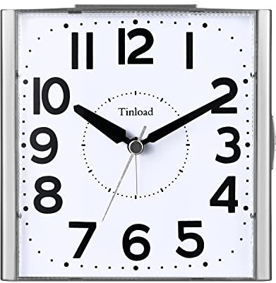 Tinload Analog Seniorenwecker mit Nachtlicht, 4.7 Zoll großes Zifferblatt, Tischuhr mit Schlummerfunktion, laut, ansteigendem 3-stufigem Glockenton, Batteriebetrieben