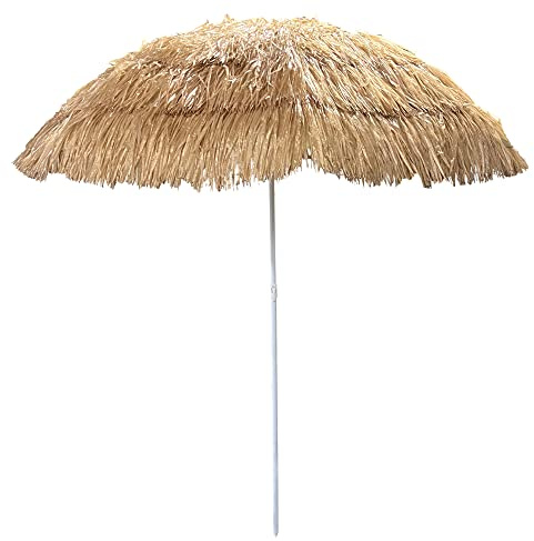 PATIO Strandschirm Faltbar ∅ 1,8 m Sonnenschirm Hawaiisch Stil Rund für Strand Garten Balkon Terrasse Windfest