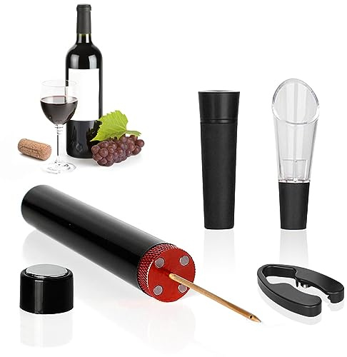 Air Pressure Pump Bottle Opener, 4 Pack Wine Bottle Openers, Mini Wine Opener Travel Portable Pocket Air Pressure Pump Wine Bottle Opener for Kitchen Home Bar Accessory (Black)