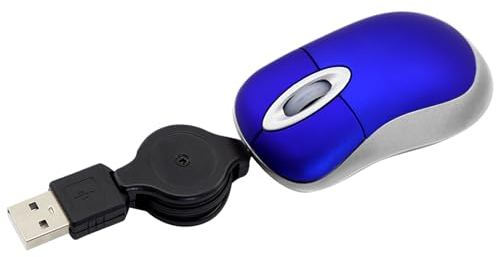 KeauFair Mini Souris Filaire, Mini Souris Filaire de Voyage Portable, Souris d'ordinateur 1600 DPI, Petite Souris avec Cordon rétractable de 70 cm, Mini Souris pour Ordinateur Portable, PC(Bleu)