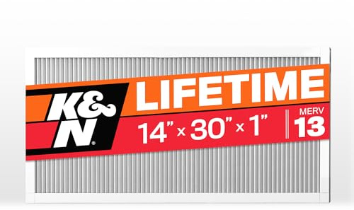 K&N 14X30X1 HVAC Furnace Air Filter, Lasts a Lifetime, Washable, Merv 13, the Last HVAC Filter You Will Ever Buy, Breathe Safely at Home or in the Office, HVC-13-11430