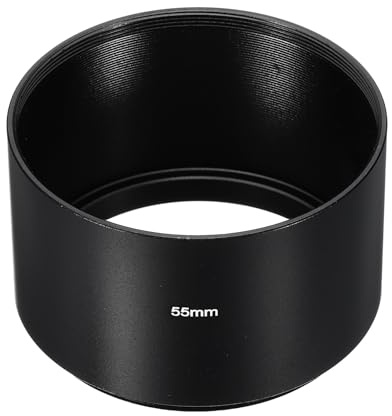 PATIKIL Parasol de 55mm Capucha de Enfoque Largo con Superficie Mate Antirreflectante en el Interior y Paño de Limpieza para Objetivo de Cámara Negro