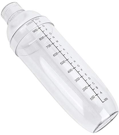 Jeffergarden Coctelera de Plástico, Coctelera de PC, Coctelera de Plástico con Escala, Tetera de Leche, Jugos, Taza de Plástico para Vino, para Tienda de Bar en Casa (1000ml)