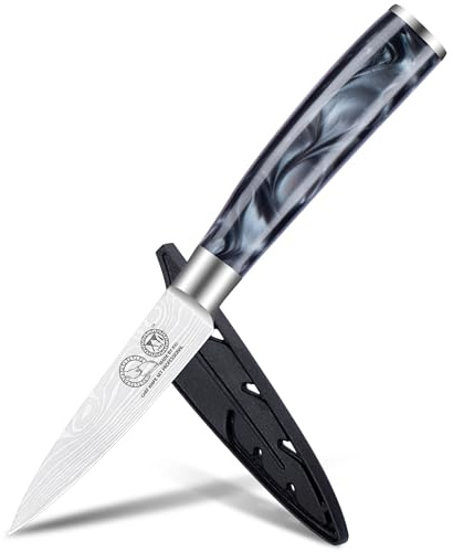 XYJ acciaio inox spelucchino con fodero, lama affilata 3,5 pollici piccolo coltello da cucina, coltello sbucciatore per frutta verdura, barbecue campeggio all'aperto, posate da cucina
