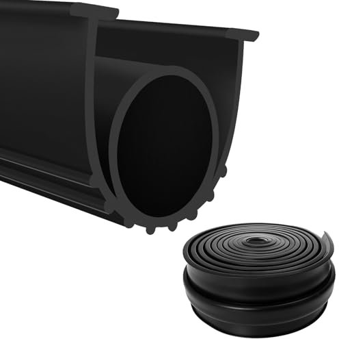 IVWNNN Garage Door Seal 16ft Long Weather Stripping Bottom Draft Stopper 5/16'' T Ends Universal Weatherproof Threshold Buffering Sealing Garage Door Bottom Seal Rubber