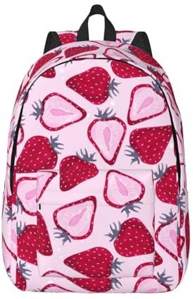 WURTON Sac à dos en toile avec imprimé fraise pour ordinateur portable, sac à dos vintage mignon en toile, noir, Small
