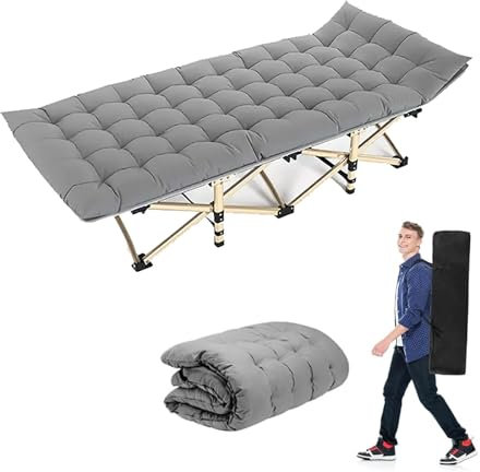 CLLXDZ Campingbett, Feldbett, mit Tragetasche, Extra Breit mit Dicker Matratze, für Zuhause, Büro, Camp, Reisen, Urlaub (Max. Tragkraft 400 Kg)(190x80/74.8x31.4incm)