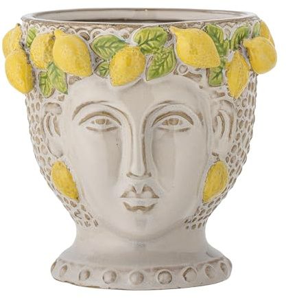 Bloomingville Creative Collection Limone - Vaso per fiori, in gres porcellanato, 16,5 x 16 cm, colore: Giallo