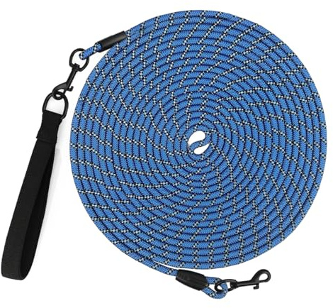 Schleppleine 20m für Hunde, 5m 10m 20m 30m Hundeleine für Mittlere Große Hunde mit Gepolsterter Griff (Blau)