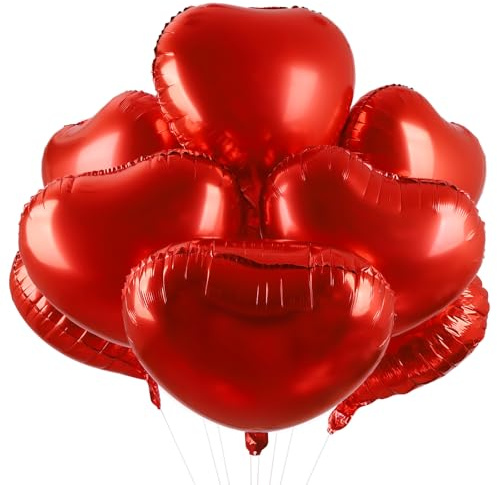 Herz Folienballon Rot 30 Stück,18 Zoll Herzluftballons Rot,Herz Helium Luftballons,Herzluftballons Helium,Herzform Ballon für Hochzeiten,Vorschläge,Valentinstag,Jubiläum,Geburtstag