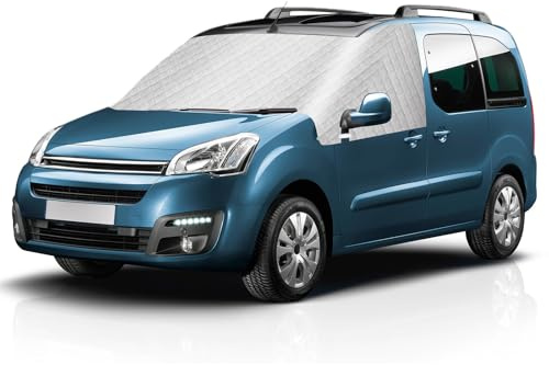 Auto Windschutzscheiben Abdeckung Kompatibel mit Citroen Berlingo Peugeot Partner 2008-2018, Scheibenabdeckung Sonnenschutz Frontscheibe Thermomatten Verdunkelung Wasserdicht Anti-UV Frost