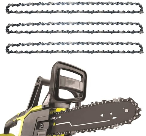 MospdyGear 3Pcs Chainsaw Chain 3/8 LP Pitch, .050 (1.3 mm) Gauge for 16 (40cm) Bar, 57 Drive Links Low Kickback Chainsaw Chain Replacement for Ryobi and More