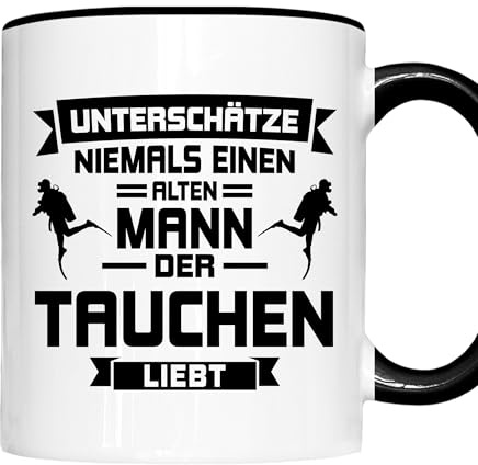 Tauchen Tasse | unterschätze niemals einen alten Mann der Tauchen liebt | Taucher Geschenk Tauchen Tauchen Kaffeebecher lustig
