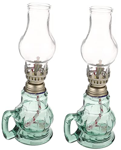 Gatuida Retro Öllampe Glas Petroleumlampe Mit Einstellbarem Docht Windgeschützt Für Innenbereich Kleines Leichtes Vintage Öllampen 2 Stück