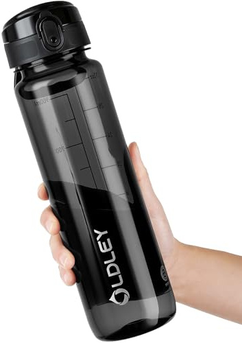 OLDLEY 1 Liter Wasserflaschen mit Sieb, BPA-freie, auslaufsichere Trinkflasche, leichte, wiederverwendbare 1000ml Tritan Sportflasche für Radfahren, Fitness, Universität, Sport, Outdoor, Büro, Camping