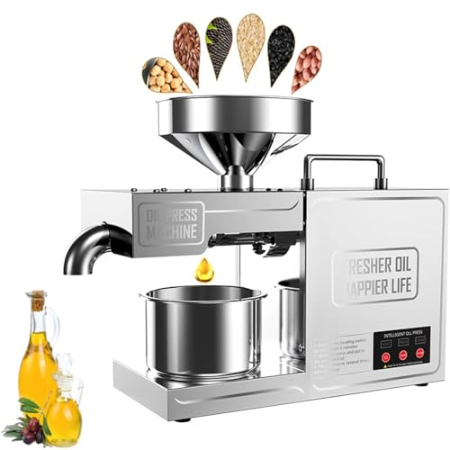ZHNANDAMAI Presse Huile Olive, Presse-Huile Automatique pour Olives, Acier Inoxydable De Qualité Alimentaire, Cuisson Continue 24h/24, Extracteur De Graines De Noix Électrique Chaud/Froid Commercial