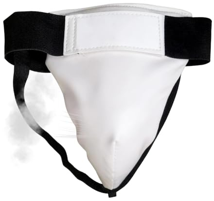 Boxe Groin Guard Cup Kickboxing MMA Protecteur Abdominal - Arts Martiaux Formation Respirant PU Mousse Entrejambe GuardThai Protecteur Bouclier avec Trous Ventilés pour Le Flux d'air Utilisé