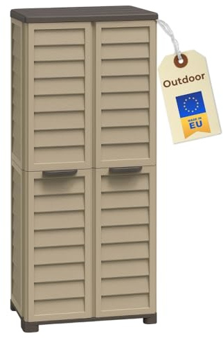 GarPet Gartenschrank Wetterfest Outdoor Kunststoff Schrank Kunststoffschrank Mehrzweckschrank Balkonschrank Geräteschrank Hochschrank Outdoor Wetterfest