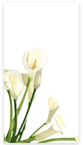 Stxy's 3ply (50ct) Calla Lily disposable hand towels for bathroom - Spring White Floral Paper napkins for wedding Dinner, Bridal decor, Lilies Blossom decorative guest paper towels for powder room
