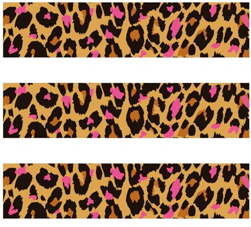 3pz Bordo Torta Commestibile Leopardo Rosa, 28x6,2cm Strisce Involucro Commestibili Pre-Tagliate Decorazione Torta Compleanno Carta Riso Glutinosa per Forniture Festa Compleanno Tema Leopardo