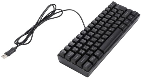 RASTKY Tastiera da Gioco Meccanica Russa RGB 61 Tasti Compatta Retroilluminata Cablata Doppia Lingua per Lavoro Gaming Abs Keycaps Tastiera Russa Inglese (BLACK)