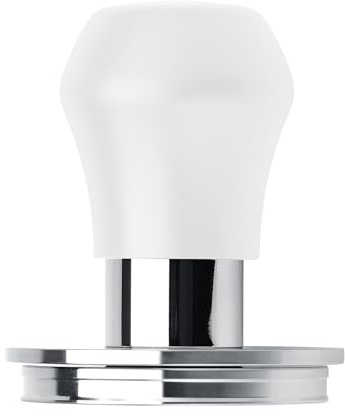Normcore 58.5mm Coffee Tamper V4.1 Mini, Spring-Loaded with Click Feedback, Self-Leveling Stainless Steel Flat Baffle, Compatible with 58mm Espresso Machines Portafilter, White