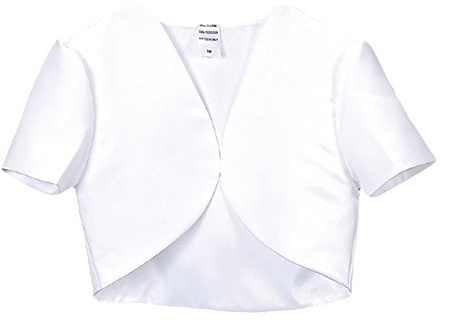 Swea Pea & Lilli Girls Short Sleeve Satin Bolero Jacket,White,X-Large / 10