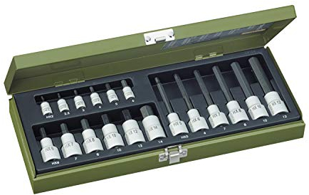 Proxxon 23100 Spezialsatz für Innensechskantschrauben mit 6,3mm (1/4) HX2-HX6 und 12,5mm (1/2) Antrieb HX6-HX14 (kurz) & HX5-HX12 (lang) 18teilig