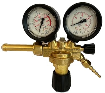 ROTHENBERGER Industriell syre tryckregulator inkl. flambackventil med 2 manometer för syre flervägs flaskor 35634