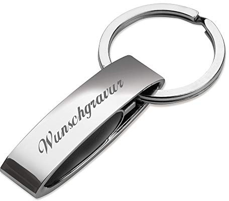 polar-effekt Schlüsselanhänger in Silber aus Metall Personalisiert mit Gravur - Schlüssel-Anhänger Geschenk-Idee zum Geburtstag - Mitbringsel inkl. Geschenketui [Name auf Vorderseite]