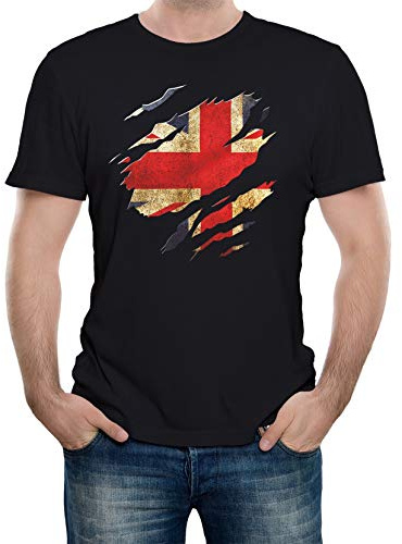 Reality Glitch Men's Torn Union Jack Flag UK T Shirt