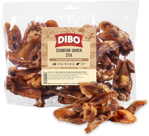 DIBO Schweine-Ohren-Stix, 250g-Beutel, der kleine Naturkau-Snack oder Leckerli für Zwischendurch, Hundefutter, Qualitätskauartikel ohne Chemie von DIBO