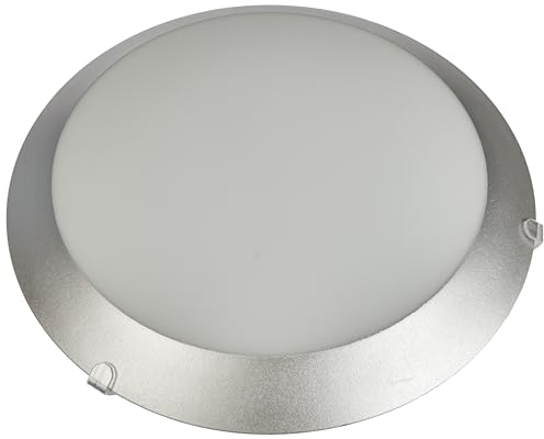 Eglo Mars 1, Lampada da soffitto a 1 luce, lampada da parete, plafoniera in acciaio, vetro bianco satinato con bordo argentato, attacco E27