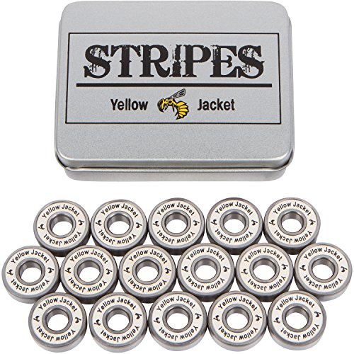 Yellow Jacket Premium Inline Skate Bearings, Roller Skate Bearings, 608, ABEC 9, White Lightning (Pack of 16)