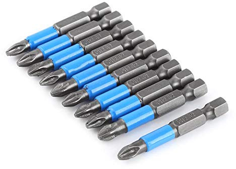 Bit Avvitatore, Akozon Cacciavite Magnetico Bit 10 pz PH2 50mm Hex Magnetic Anti Slip Cacciavite elettrico Bit Elettroutensili in Lega d'acciaio con Codolo Esagonale Set Utensili Fai te