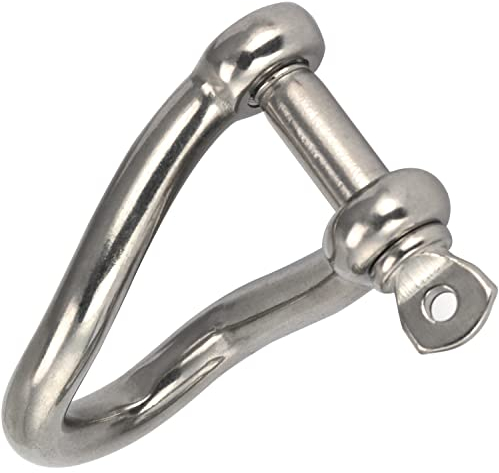 OPIOL QUALITY® Schäkel Gedreht Form Ø 6 mm aus Edelstahl A4 V4A (2 Stück) Rundschäkel Verbinder Drehschäkel D-Schäkel Augenbolzen Drahtseil Seil Boot Säurebeständig