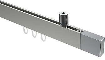 Interdeco Innenlauf-Gardinenstange eckig (Deckenbefestigung) Innenlaufstange Edelstahl Optik/Chrom Typ 10212934, 100 cm