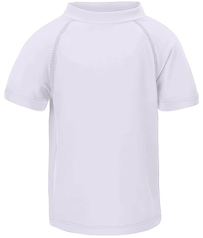 LACOFIA Rashguard Manica Corta per Bambini Costumi da Bagno per Ragazzi Protezione Solare Asciugatura Rapida Bianco 128