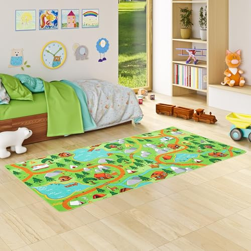 Snapstyle Kinder Spiel Teppich Campingplatz Grün in 4 Größen