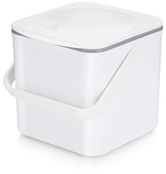 Minky Homecare Kitchen Compost Bin – Countertop Food Waste Caddy with Easy Wipe Clean Interior – Made in The UK - 3.5L (0.9 gal.) (White)