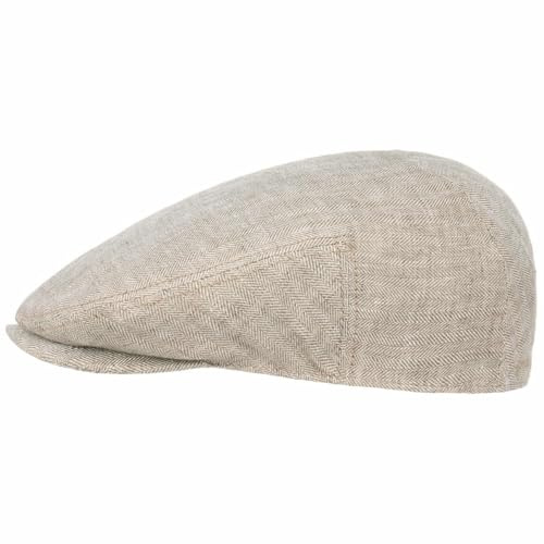 Stetson Woodfield Linen Flat Cap Leinenmütze Herren Schirmmütze mit UV-Schutz Herringbone Frühjahr Sommer