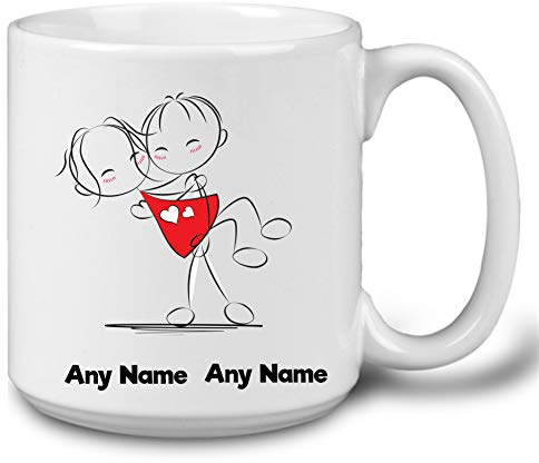 GOPERSONALISED Mr and Mrs Gifts - Personalised Jumbo 20oz Mug Coffee Cup - Romantic Couples Gifts for Engagement Wedding Anniversary Valentines Birthday Christmas (Design: Holding)