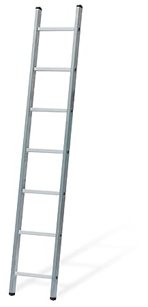VITO Alu Anlegeleiter 7 Sprossen Arbeitshöhe ca. 2,80 m bei 200 cm Länge, Sprossenanlegeleiter, Aluminiumleiter, belastbar bis 150 kg, EN131, Industrieleiter 1x7 Stufen (VIESQ2) 3,55kg