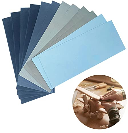 TMRBBesty Kit Carta Vetrata,Carta Vetrata ad Alta Precisione,Fogli di Carta Abrasiva al Carburo di Silicio,12 Carta vetrata a Grana da 120 a 3000,Usata per lucidare Metallo,Legno(9 * 3,6 Pollici)
