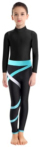 inlzdz Turnanzug Mädchen Gymnastikanzug Zweiteiler Trikot Leotard mit Leggings Turnbody Gymnastik Tanzbody Trainingsanzug Ballettanzug Tanzbekleidung