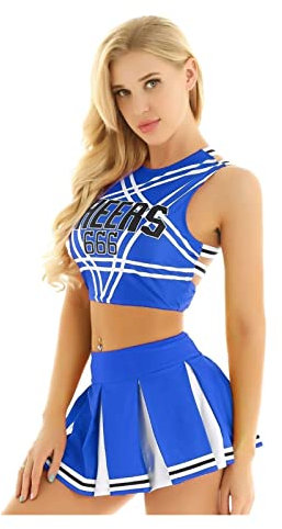JUGGO Cheerleading-Tanzuniform-Set for Frauen, japanisches Schulmädchen, Cosplay-Uniform, Mädchen, sexy Dessous, fröhliches Cheerleader-Kostüm-Set, Halloween-Kostüm (Color : Blue, Size : XL)