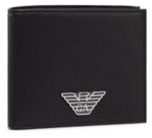 Emporio Armani Portefeuille Homme Noir Cuir Simili Porte-cartes 4 Compartiments Logo Métal