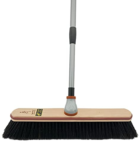 Peggy Perfect Stubenbesen Zimmer- Laminat- Parkett- Besen mit Rosshaar Besatz und Teleskopstiel, Beige, 44,5cm x 6,5cm x 7,5cm, 4031